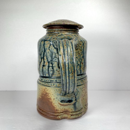BRUTALIST SCULPTURAL STUDIO ART POTTERY SIGNED STONEWARE JUG PITCHER TEAPOT LID - Picture 5 of 11