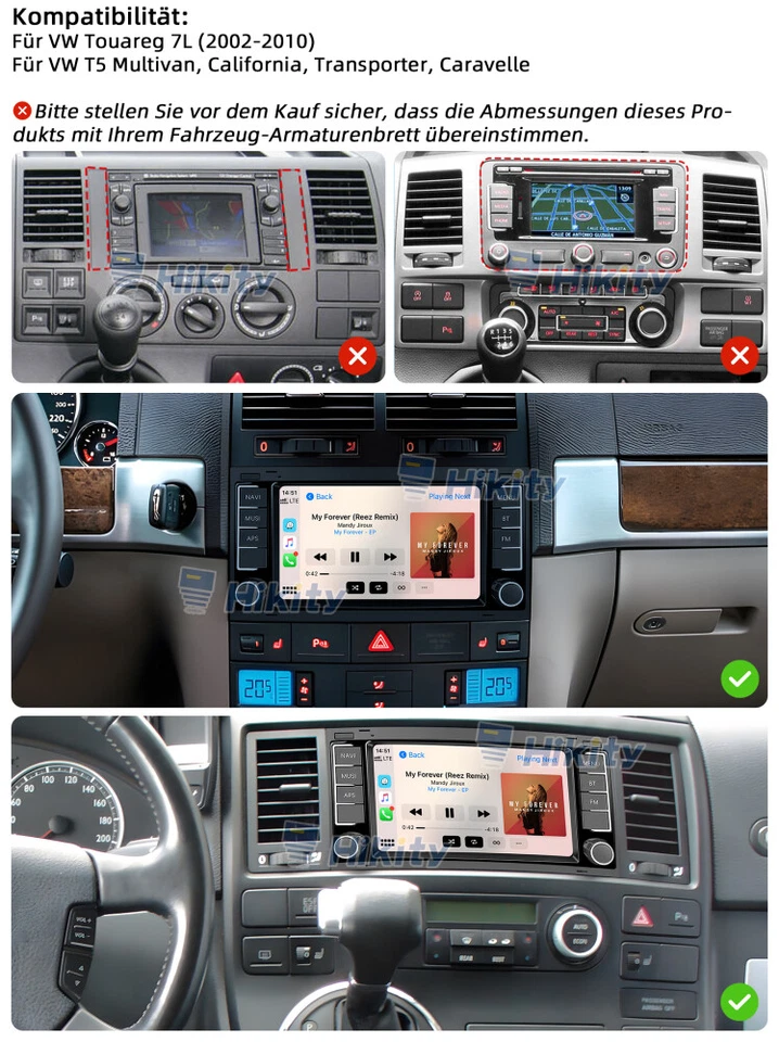 DAB+ 4+64GB CarPlay GPS Android 15 Autoradio BT Für VW Multivan V T5 Transporter - Bild 2 von 4