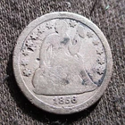 SILVER COIN UNITED STATES OF AMERICA 1856 "SEATED LIBERTY DIME" (2)