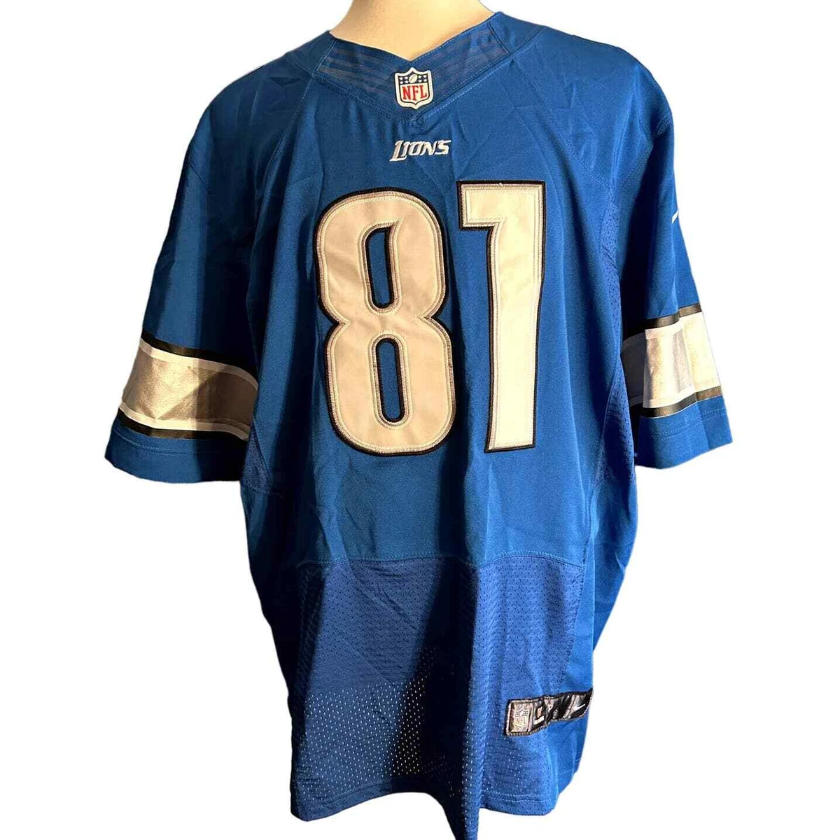 Nike Detroit Lions No81 Calvin Johnson Black Alternate With C Patch Men's Stitched NFL Elite Jersey