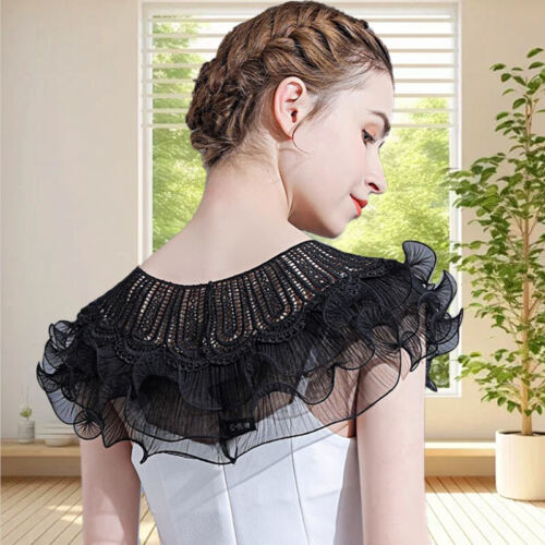 Women Layered Ruffles Lace Bolero Prom Wedding Dress Shawl Shrug Wrap Cover Up - Picture 4 of 19