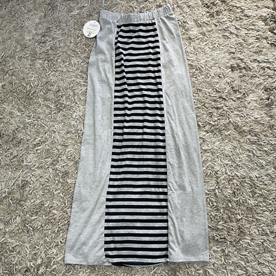Lu La Roe Gray Black Stripes Maxi Size XS NWT