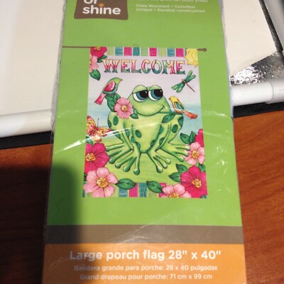 Rain Or Shine Green Frog Large Flip It Porch Art Flag 28 x40  NEW! NIB