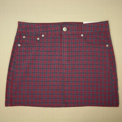 American Eagle Hi Rise Mini Skirt Women's Sz 10 Raisin Red Plaid Tartan NWT 