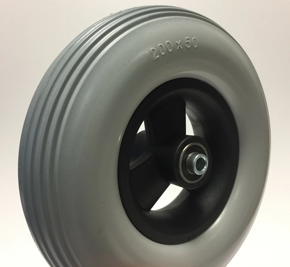 2 x Rollstuhl Reifen 200x50 Rad 100% pannensicher mit Felge Kugellager NB 60 mm - Bild 4 von 4