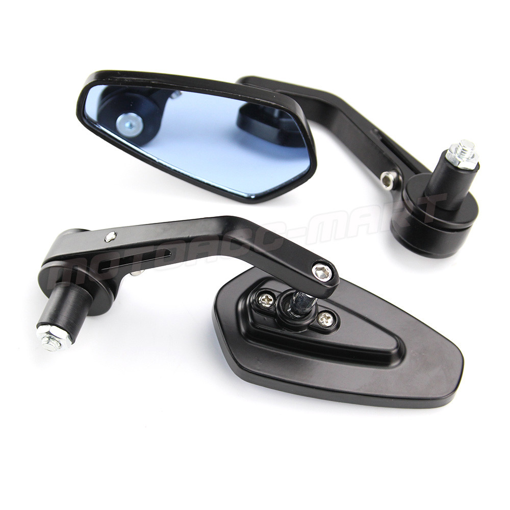 Universal Motorcycle Black CNC 3 Round 7/8 Handle Bar End Rearview Side Mirror