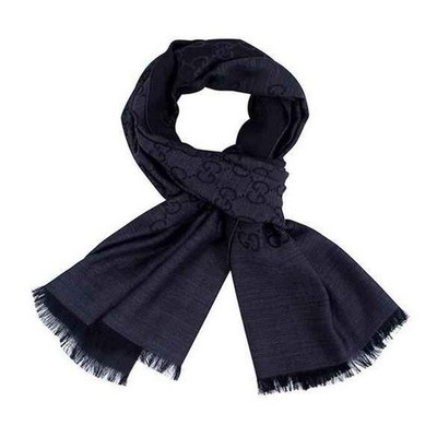 GUCCI women's wool silk scarf 165904 3G646 1100 Dark Gray
