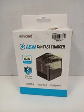 Inland 65W GaN Fast Wall Charger With Retractable USB-C Cord, Black