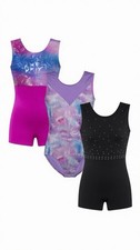 Gymnastics Dance Cheer Leotards Cat Jack Lot 3 Girls Sz XL 14 Set Sparkle EUC