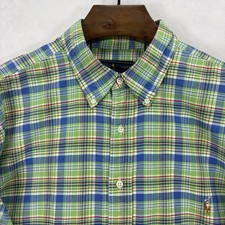 Ralph Lauren Shirt Mens 2XB Big Plaid Long Sleeve Pony Oxford OCBD Button Up
