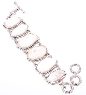 Orange Scolecite - India 925 Sterling Silver Ethnic Handmade Bracelet 7-7.99'' A6
