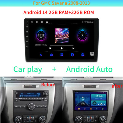 For GMC Savana 2008-2013 Android14 Car Stereo Radio Carplay GPS WIFI 2+32G Navi
