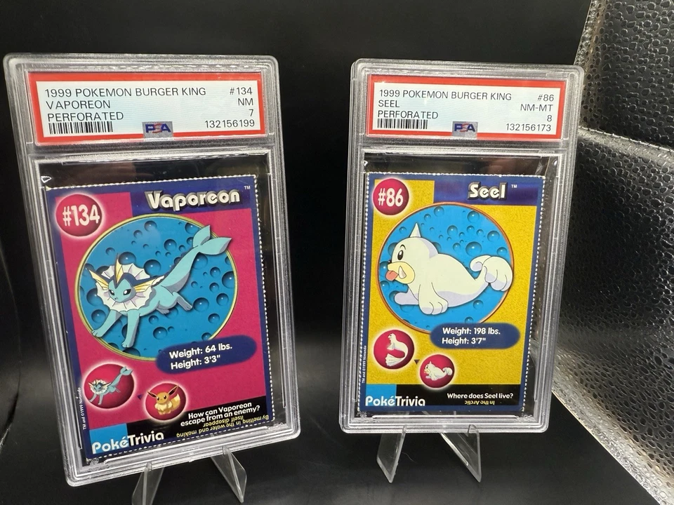 Burger King Pokemon Promo Set 1999 Mewtwo Mew Vaporeon Seel Lapras PSA Graduado Foto 3 de 4