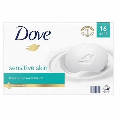 Dove Moisturizing Beauty Bar Soap Sensitive Skin, 16-Count Value Pack, 3.75 oz