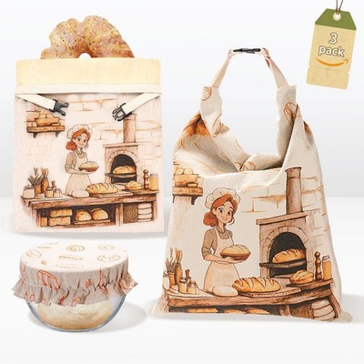 2 Packs Beeswax Bread Bags for Homemade Bread & Sourdough with Bowl Cover - 1...