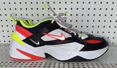 Nike M2K Tekno Black Volt Crimson Mens Leather Athletic Shoes Sneakers Size 9.5