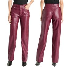 Universal Thead Faux Leather 90s Baggy Pants Mid-Rise 4 Red Wine Cranberry