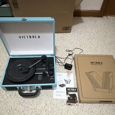 Victrola Journey VSC-550BT Blue 3-Speed Turntable with record holder
