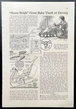“Horse Sleigh Gives Baby Thrill of Driving” 1936 HowTo Build PLANS Carriage Sled