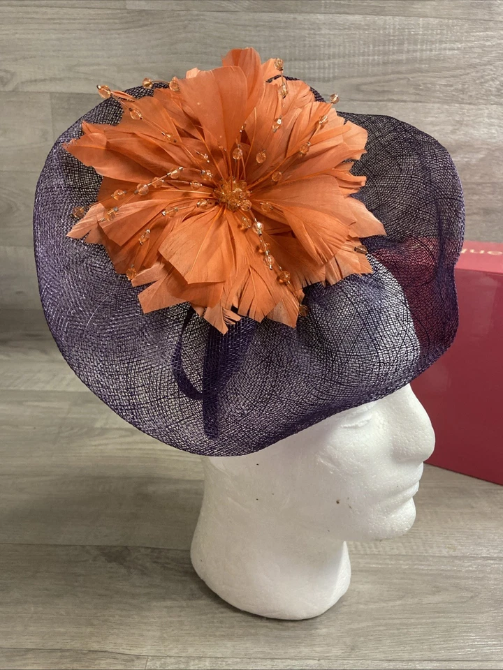 Jaques Vert Fascinator Purple/Orange Floral Head Band With Box Wedding Races - Image 2 of 4
