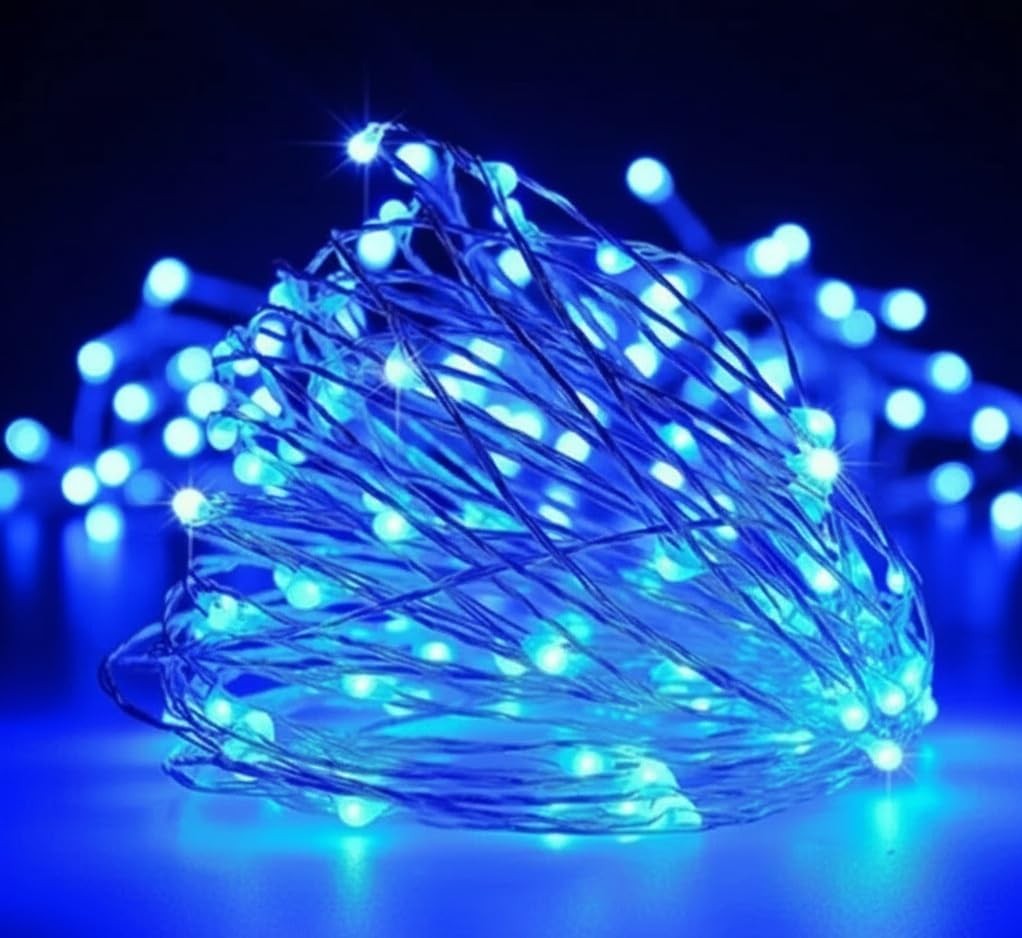 Battery Blue Fairy Lights Indoor, 10M 100LED Blue String Lights Battery Operate