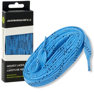 Waxed Hockey Skate Laces for Ice & Roller Blades, Columbia Blue/Navy, 130''