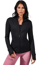 Women  s Lightweight, Full Zip Running Track Jacket - Black - Medium