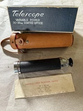 Vintage TELESCOPE Variable Power, Coated Optics, Japanese, Leather Case Orig Box