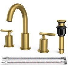 FORIOUS 8 Inch Widespread Brushed Gold Bathroom Faucet 3 Hole, 2 Handle Gold ...