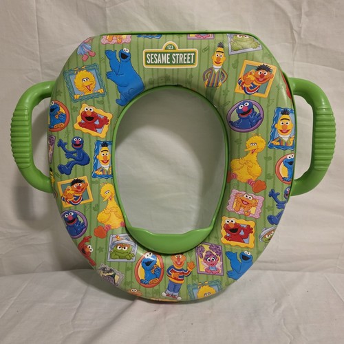 Sesame Street Soft Padded Potty Training Toilet Seat Handles Toddler Preschool