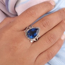 London Blue Topaz Gemstone 925 Sterling Silver Jewelry Handcrafted Ring For Gift