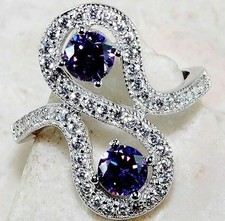 3CT Amethyst  Topaz 925 Solid Sterling Silver Ring Sz 7 UB4-6