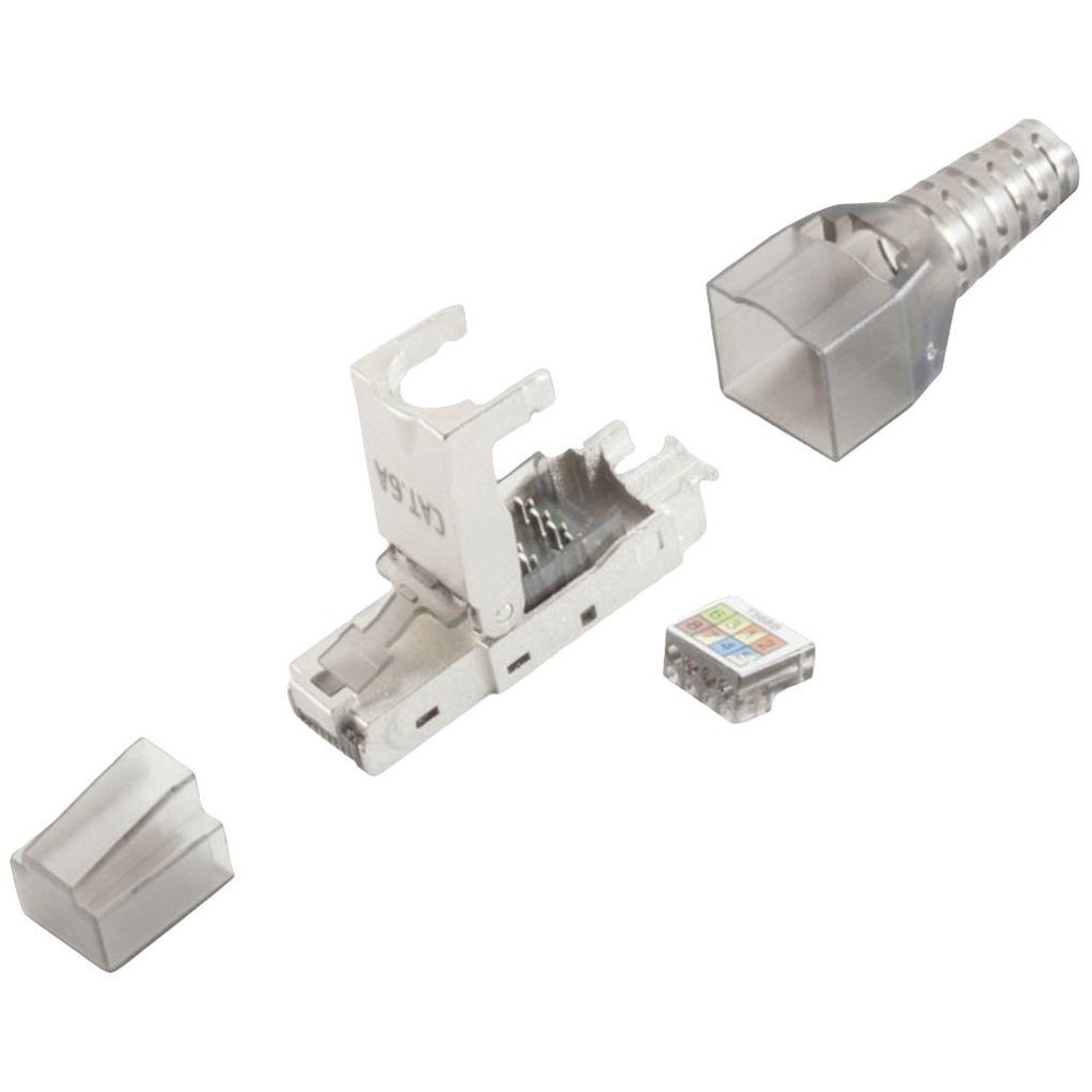 BKL RJ45 Plug tool-free STP cat 6A 8P8C silver for AWG 26-23/24