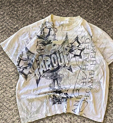 Tapout Unisex Adults M Regular White Crew Neck Short Sleeve Graphic Logo Tee