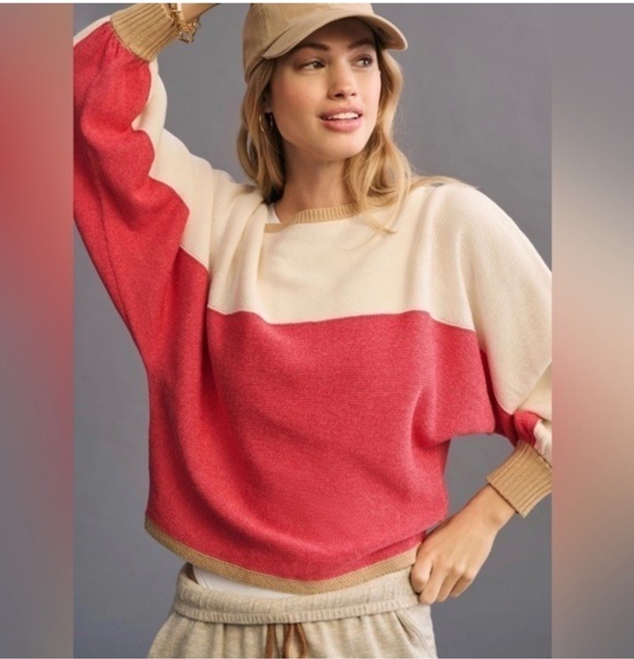 Anthropologie Viscose Boat Neck Sweater Peach Pink Size S Oversized
