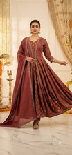 Women's Bagru Hand Block Print Cotton Anarkali Kurti Pant Dupatta Set 3 Piece