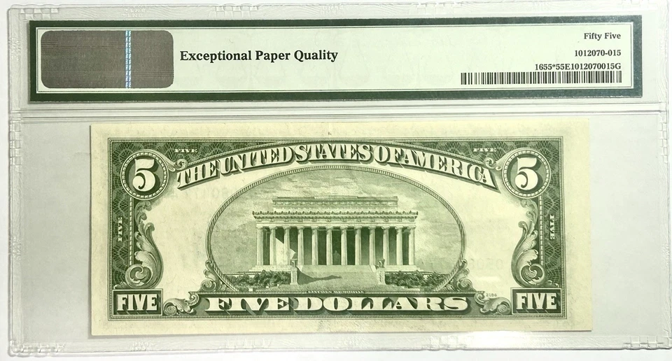 Fr. 1655* 1953 $5 Silver Certificate Star ⭐️ Note (PMG AU55 EPQ) CF5782HG - Image 2 of 2