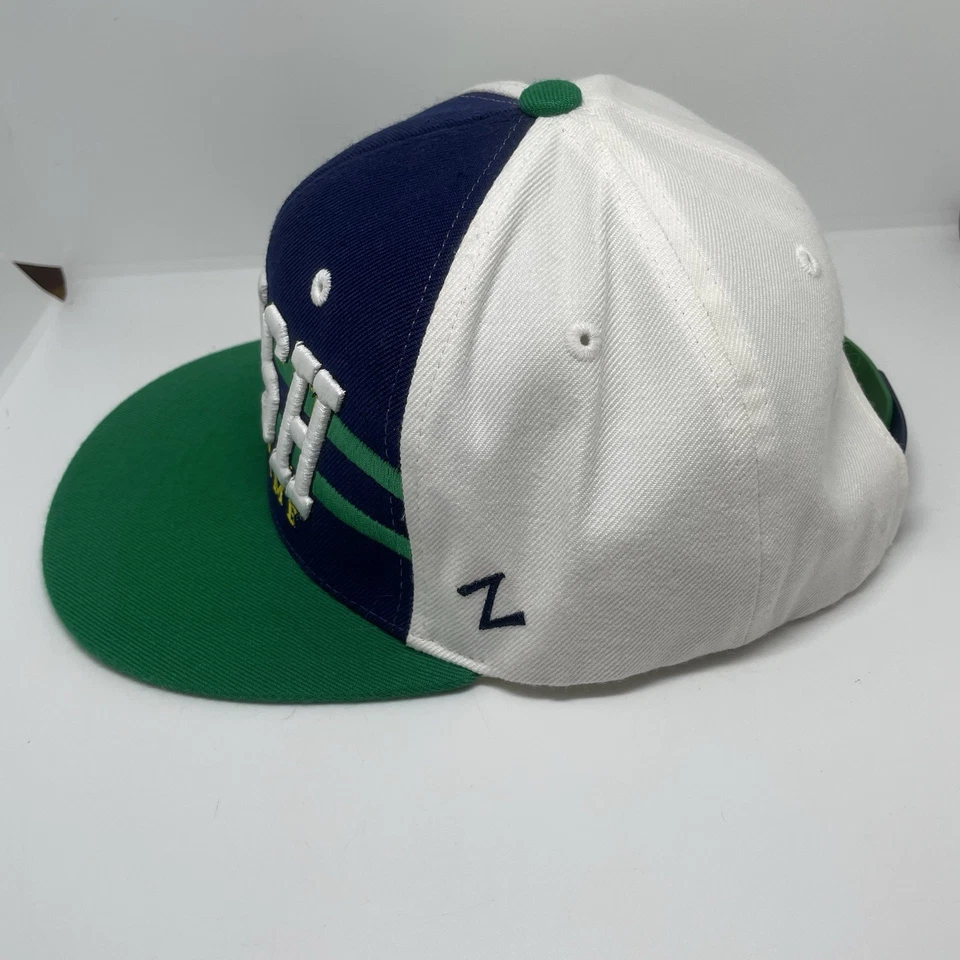 Zephyr Irish Notre Dame Cap Navy Green Embroidery Adjustable Snapback Hat - Image 3 of 4