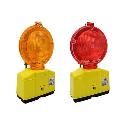 Baustellenleuchte LED Rot oder Gelb Baustrahler mit Lampenschlüssel & Batterien