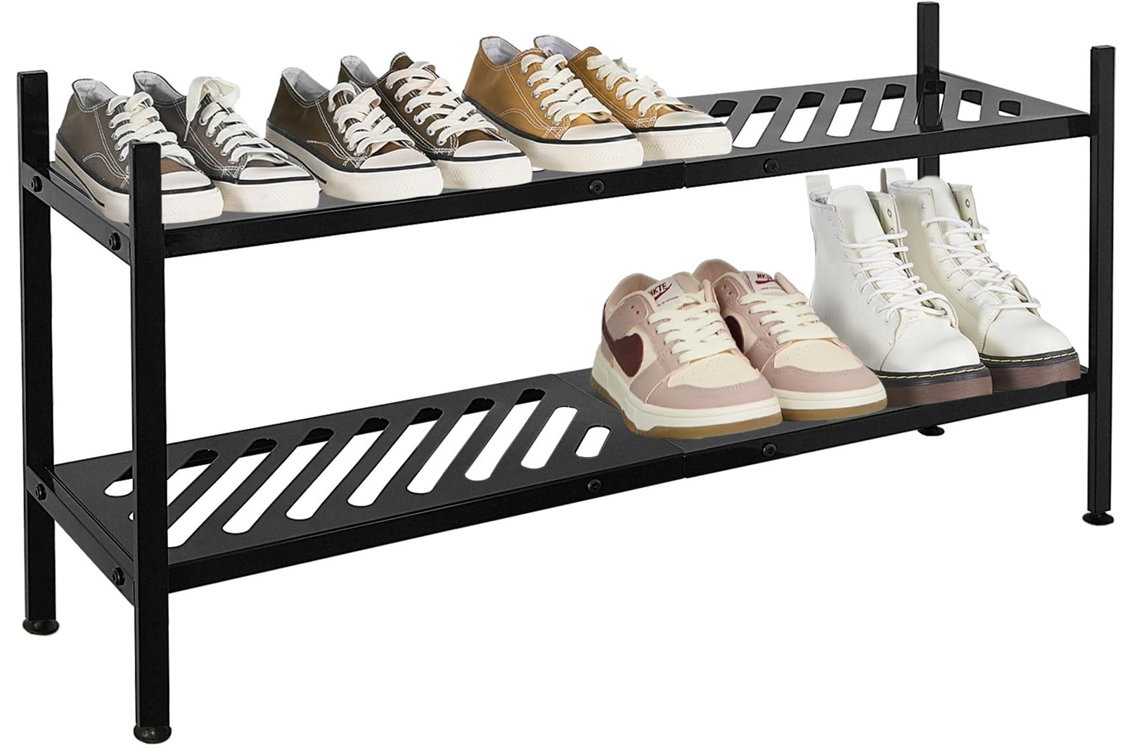 2-Tier Stackable Shoe Rack for Closet Free Standing Shelf Organizer