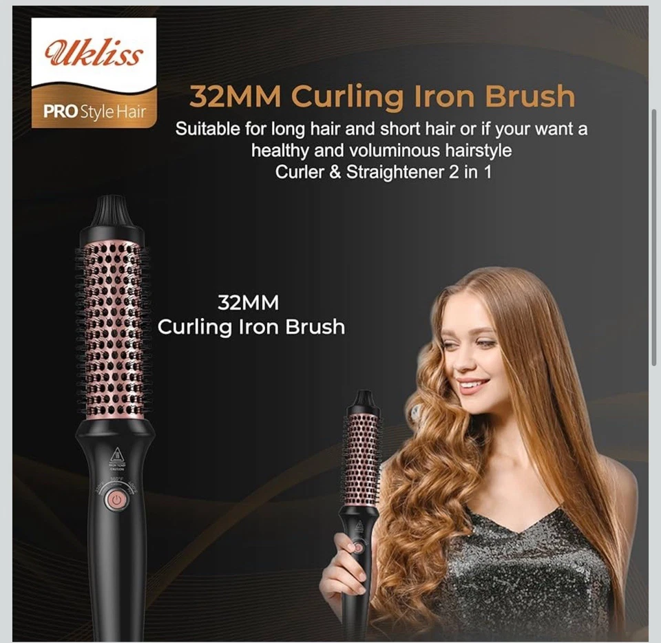 Hair Styling Comb Hot Brush 32mm Create Root Volume Loose Curls Bob Hairstyles - Image 3 of 4