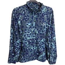 William Murray Golf Clover Leaf Floral L Lucille Chip Shot Pullover 1/4 Zip