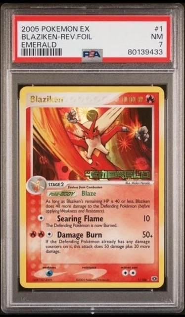 Pokémon TCG EX Emerald Reverse FOIL Stamped PSA 7 Blaziken 1/106 LOW POP