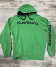 Bright Green Kawasaki Hoodie Mens Medium Faded Logo