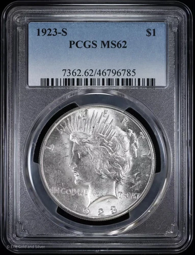 1923-S $1 Peace Silver Dollar PCGS MS 62 | Uncirculated UNC