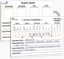 SCRIBBLEDO Place Value Board 9" x 12" Double Sided Dry Erase Boards for Kids ...