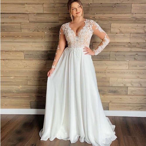 Wedding Dress Gown Plus Size Long 