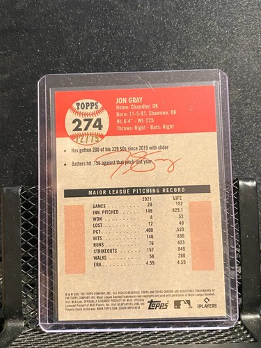 Jon Gray 2022 Topps Chrome Platinum - Rose Gold Mini-Diamond #72/75 - Rangers - Picture 2 of 2