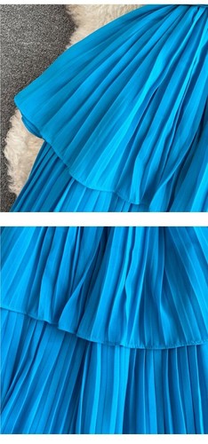 Womens Short-sleeved Stand-up Collar Lace Splicing A-line Pleated Cake Dresses - 第 17/30 張圖片