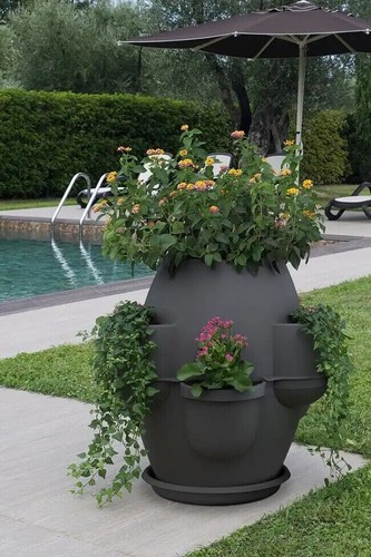 KADAX Ciotola per fiori rotonda in plastica, resistente alle intemperie KADAX Ciotola per fiori rotonda in plastica, resistente alle intemperie